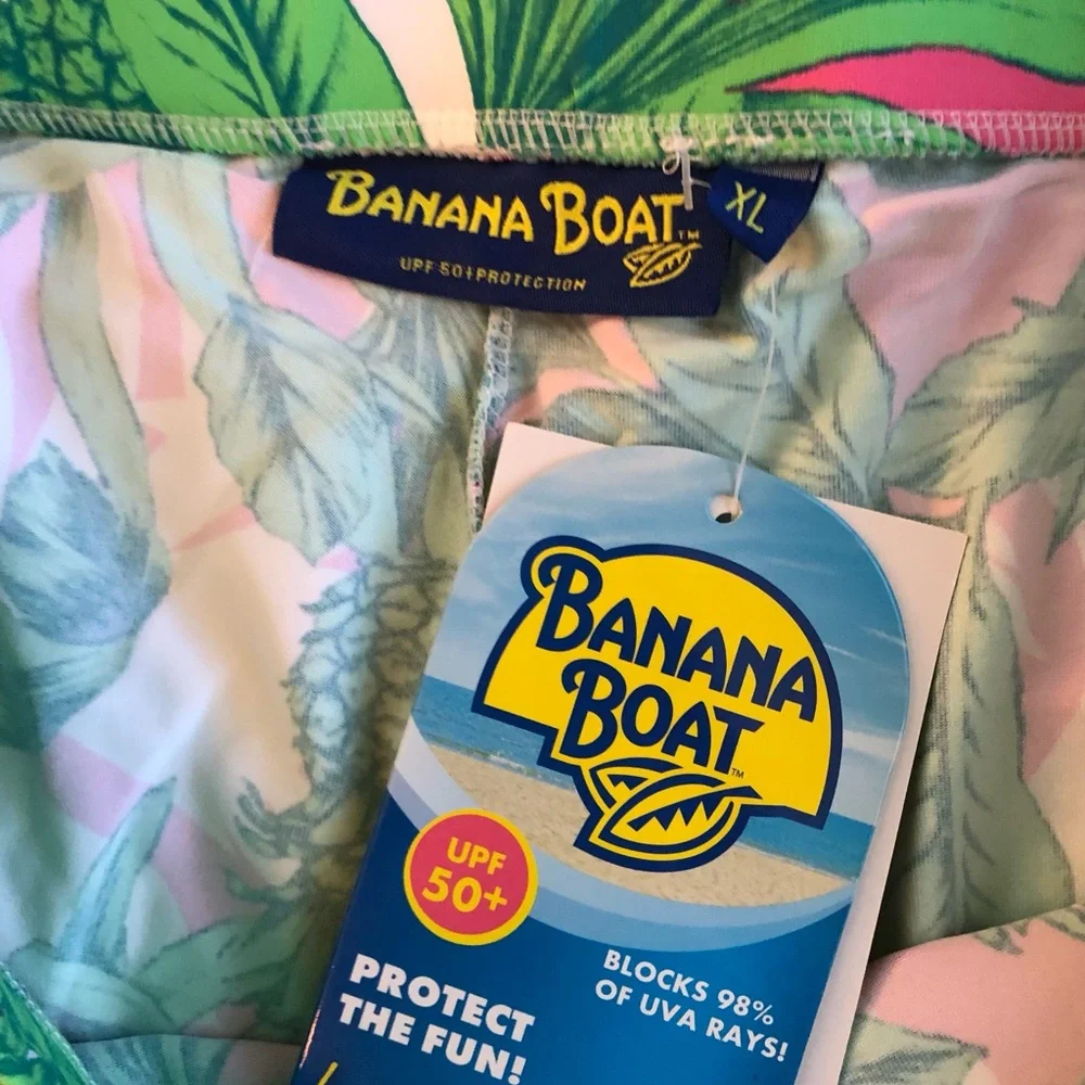 Banana Boat Green and Pink Tropical Leaf/Pineapple Mini Skort/SUV - Picture 7 of 7